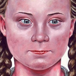 GRETA THUNBERG. Enlarged detail.